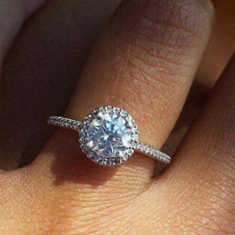 NEW 925 Sterling silver diamond stone ring